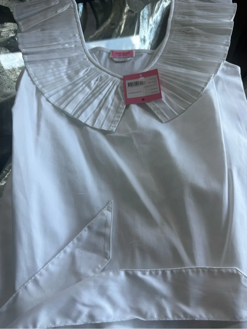 kate spade Ruffle Neck Tie Waist Top in White